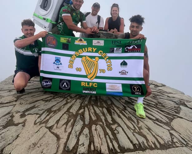 Tommy Dunford and supporters at the summit of Snowdon.