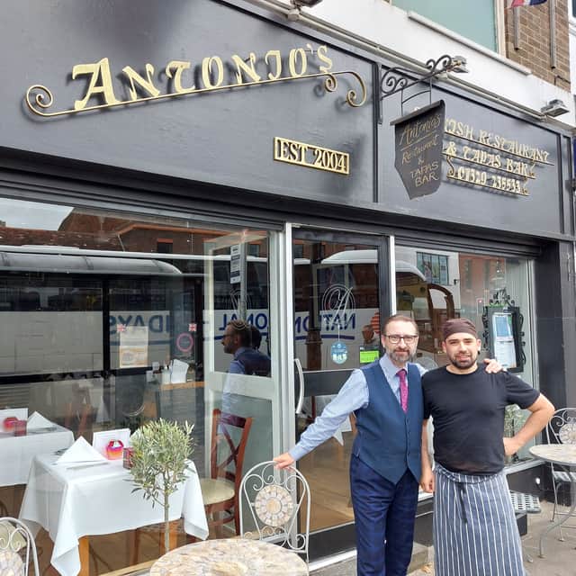 Antonio's in West Street, Fareham, has been serving delicious Spanish cuisine to the community for nearly 20 years. Owner Antonio with head chef, Diego Lopez.