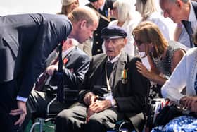 The Prince of Wales meets D-Day veterans after the UK's national commemorative event for the 80th anniversary of D-Day on Southsea Common. Photo: Leon Neal/PA Wire