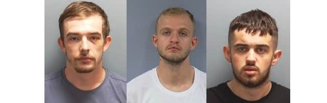 
Rhys Andrews, Denzel Fewings and Stanley Lambie have been jailed. Pic: Hants policec



