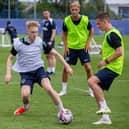 Paddy Lane, Tom Lowery and Ryley Towler in action during Pompey's pre-season return. Picture: Habibur Rahman