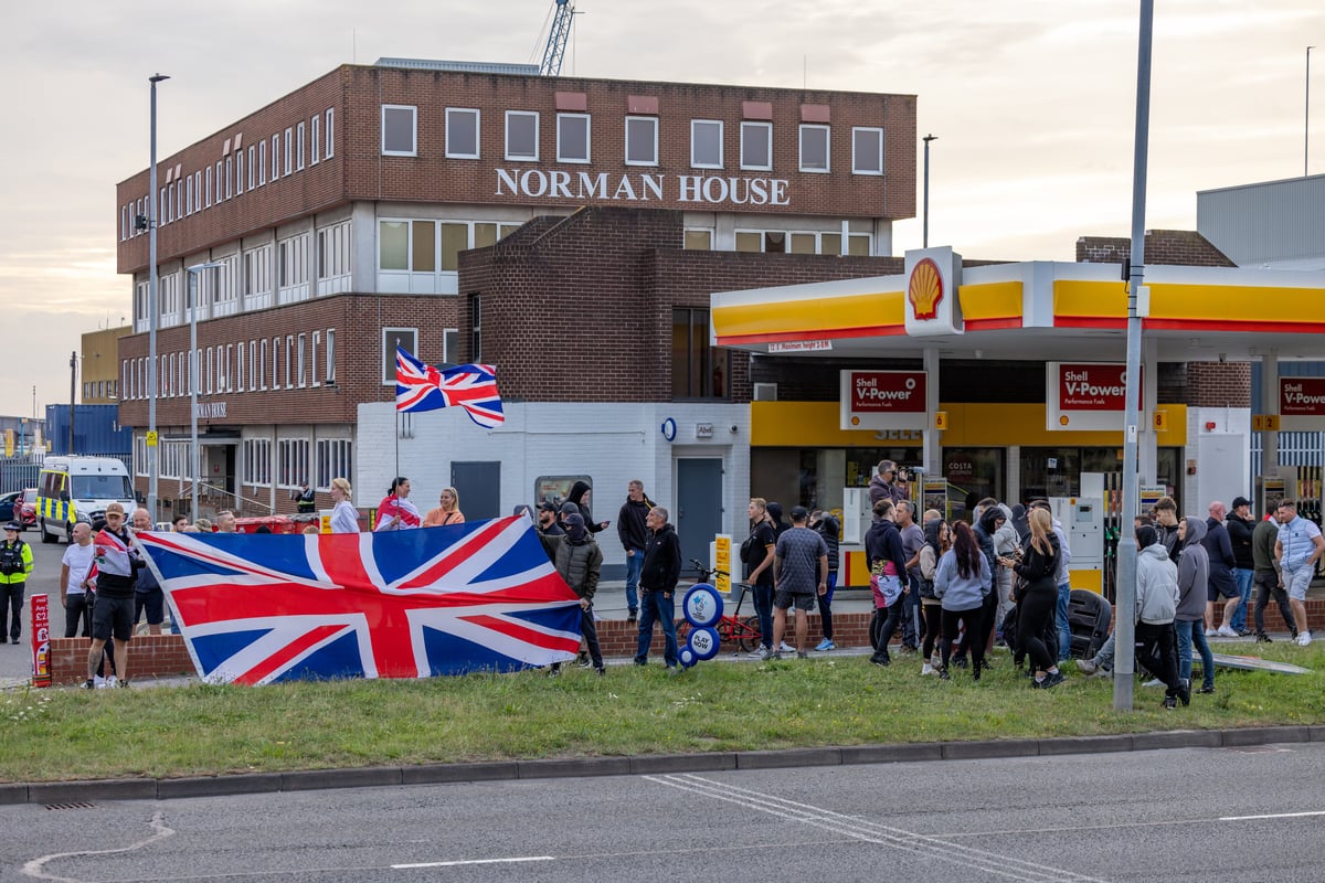 Anti-immigration protestors and counter-demonstrators face off in Portsmouth in wake of Southport killings