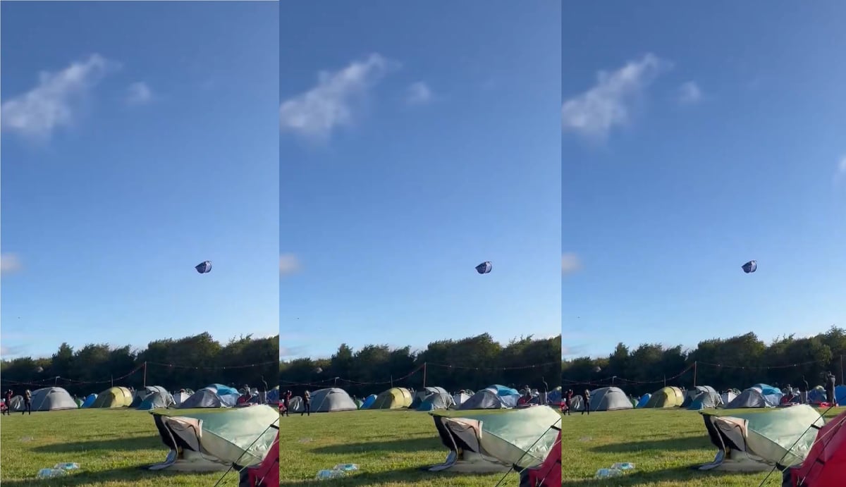 Shocking video shows moment tent hurtles across sky as Storm Lilian’s 70mph winds hit Leeds Festival