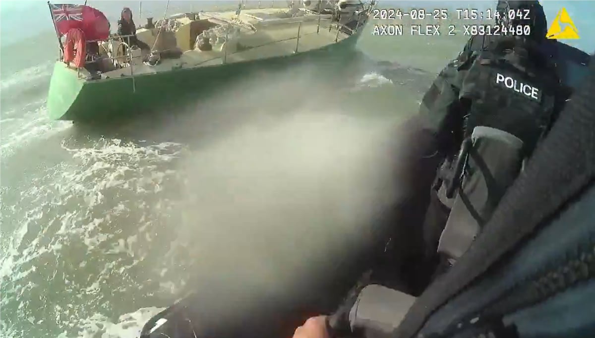 Bodycam video shows moment Marine Police battled strong winds and large waves to rescue yachtsman from storm