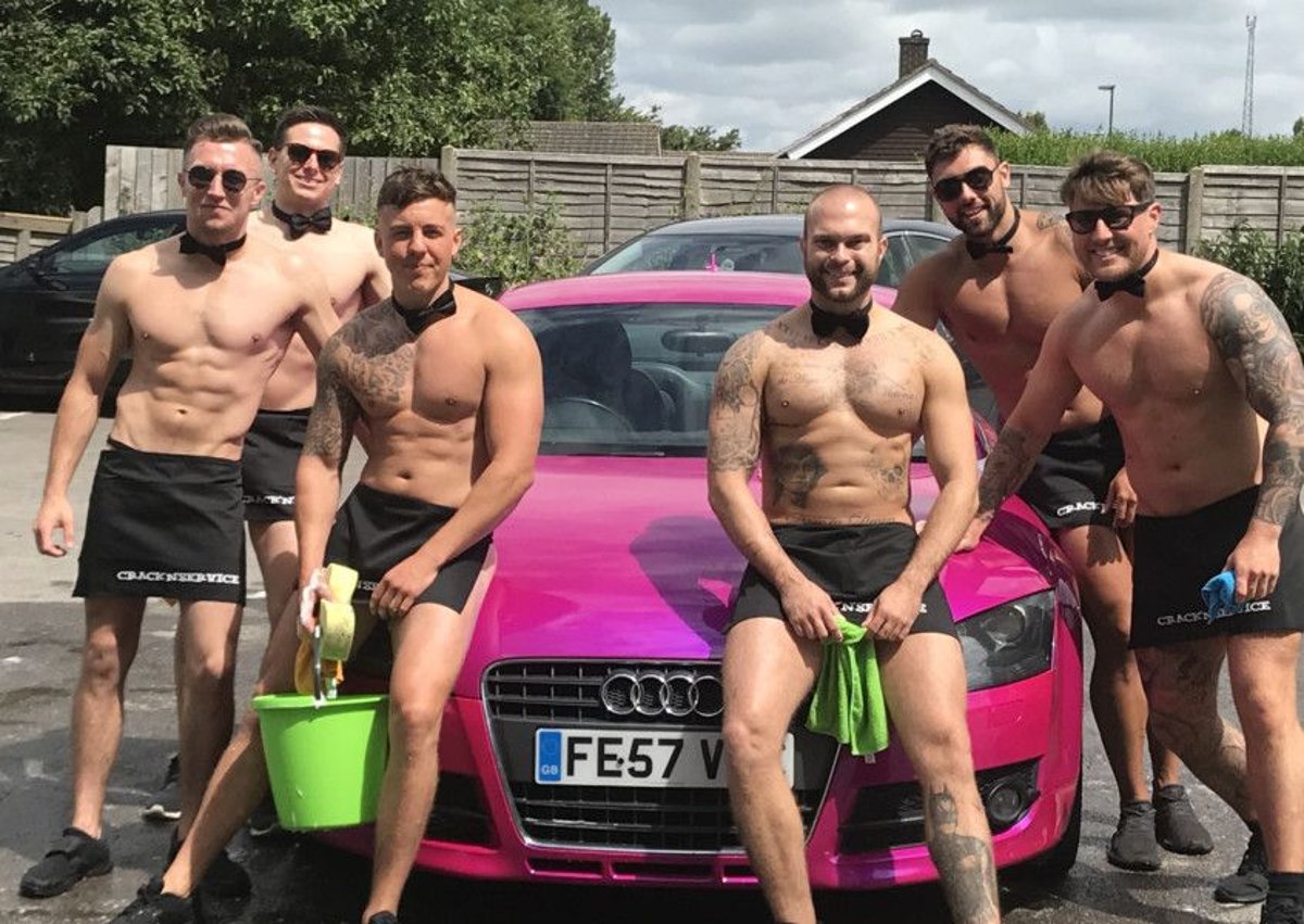 Havant fitness friends strip off to wash - and buff up - cars for cancer  charity